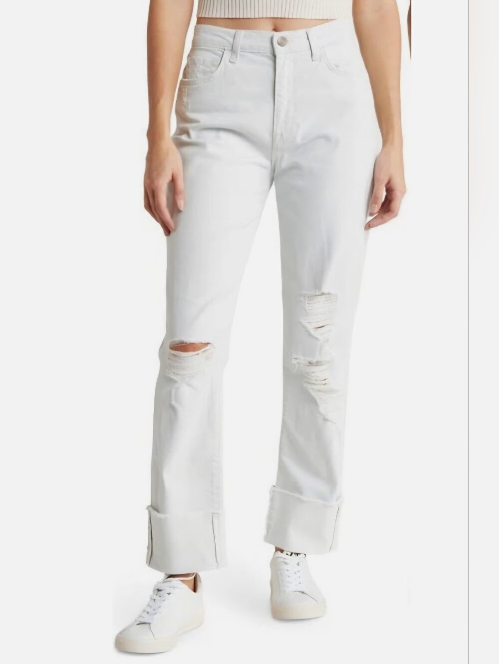 Current/Elliott Oblique Distressed Boyfriend Jeans